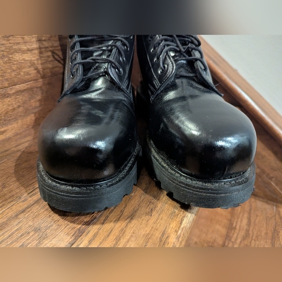 Boulet Boots, Black Leather Steel Toe Vibram Sole Military Boot Size 9.5 - Picture 8 of 14